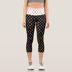 Farbenfrohe Punkte auf Weiß & Schwarz Capri Leggings