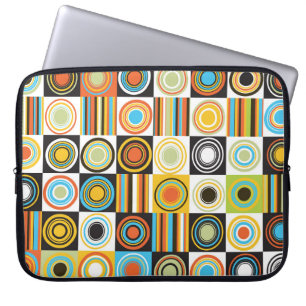 Farbenfrohe Punkte, Kreise, Streifen Hintergrund. Laptopschutzhülle