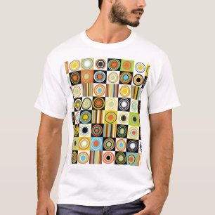 Farbenfrohe Punkte, Kreise, Streifen Hintergrund. T-Shirt