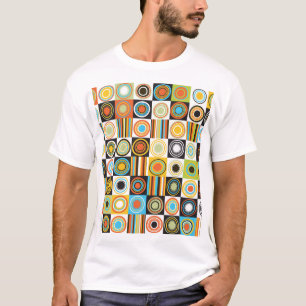 Farbenfrohe Punkte, Kreise, Streifen Hintergrund. T-Shirt