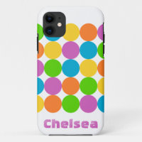 Farbenfrohe Punkte Name 1980er Stil iPhone Fall