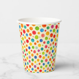 Farbenfrohe Punkte-Papier-Tasse. Pappbecher