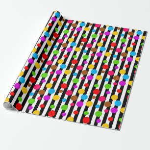 Farbenfrohe Punkte Streifen Geschenkpapier