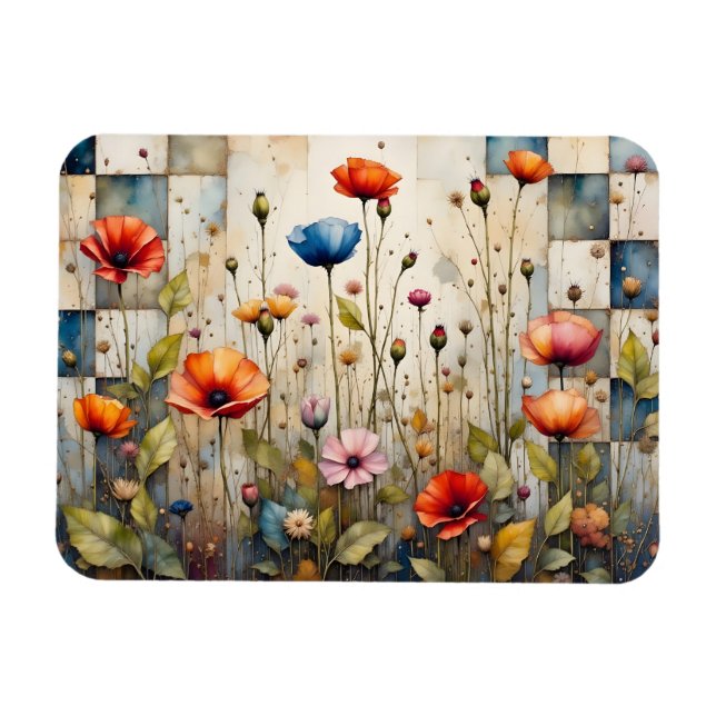 Farbenfrohe Pupien und Patchwork Magnet (Horizontal)