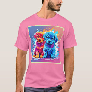 Farbenfrohe Puppy Art T-Shirt
