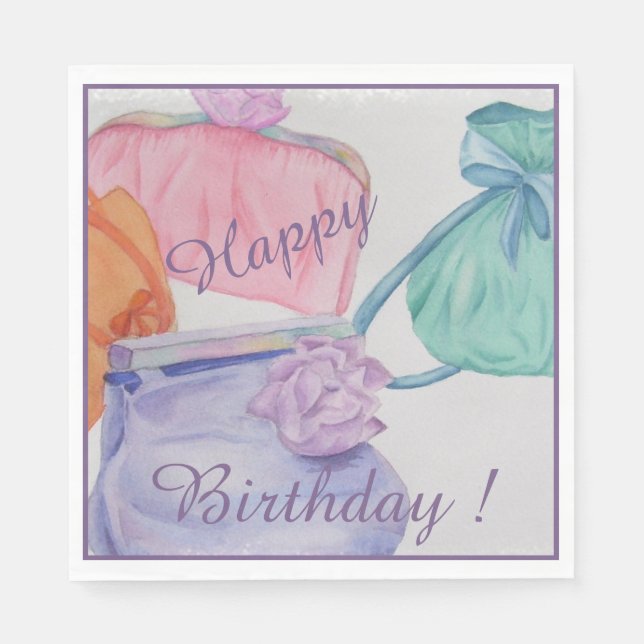 Farbenfrohe Purses Happy Birthday Party Serviette (Vorderseite)