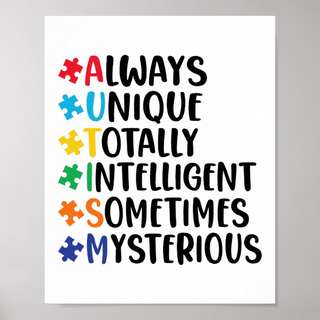 Farbenfrohe Puzzle Piece Autismus-Unterstützung Poster (Vorne)