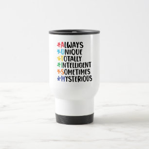 Farbenfrohe Puzzle Piece Autismus-Unterstützung Reisebecher