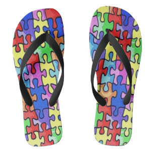 Farbenfrohe Puzzle Stücke Sommersandalen Flip Flop
