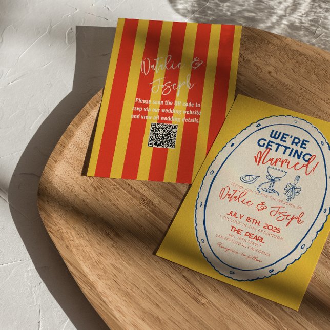 Farbenfrohe QR-Code Illustrierte Händescheidung Einladung (Von Creator hochgeladen)