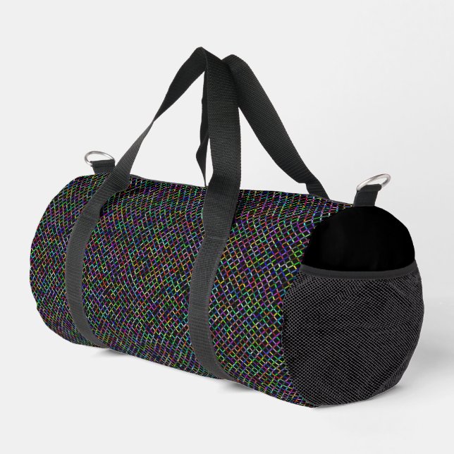farbenfrohe Quadrate geometrisch einzigartiges Mus Duffle Bag (Rechte Ecke)