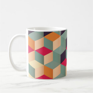 Farbenfrohe Quadrate, retro geometrisches Muster. Kaffeetasse