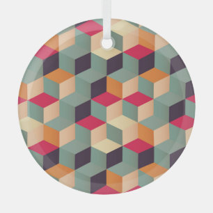 Farbenfrohe Quadrate, retro geometrisches Muster. Ornament Aus Glas
