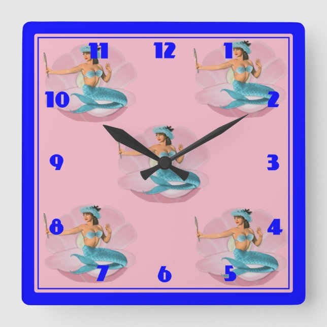 Farbenfrohe Quadratische Wanduhr (Vorderseite)