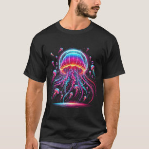 Farbenfrohe Quallen-Ozean-Tiere Tauchen Surfen T-Shirt