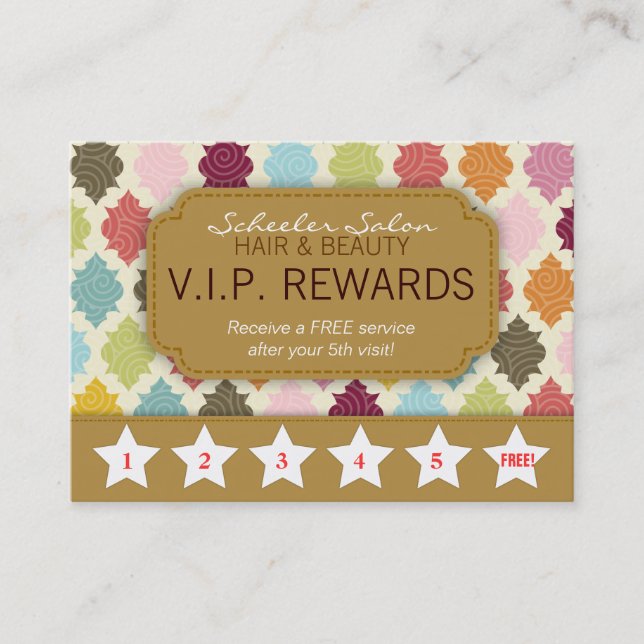 Farbenfrohe Quatrefolie - Salon Loyalty Rewards-Ka Treuekarte (Vorderseite)