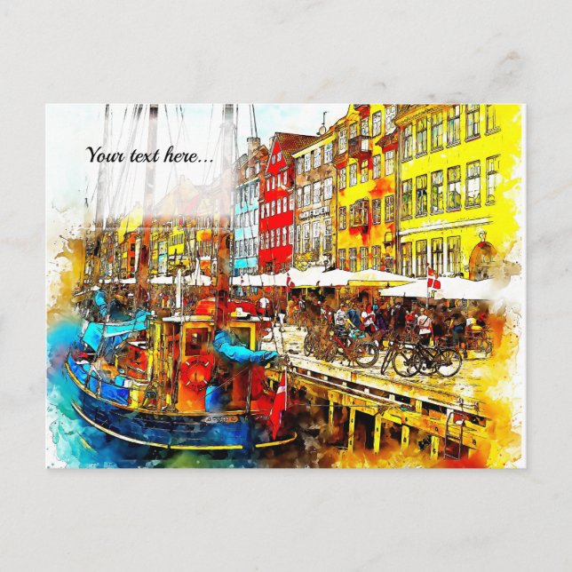 Farbenfrohe Quayside Postkarte (Vorderseite)