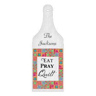 Farbenfrohe Quilt Blocks Border Art Eat Pray Quilt Schneidebrett
