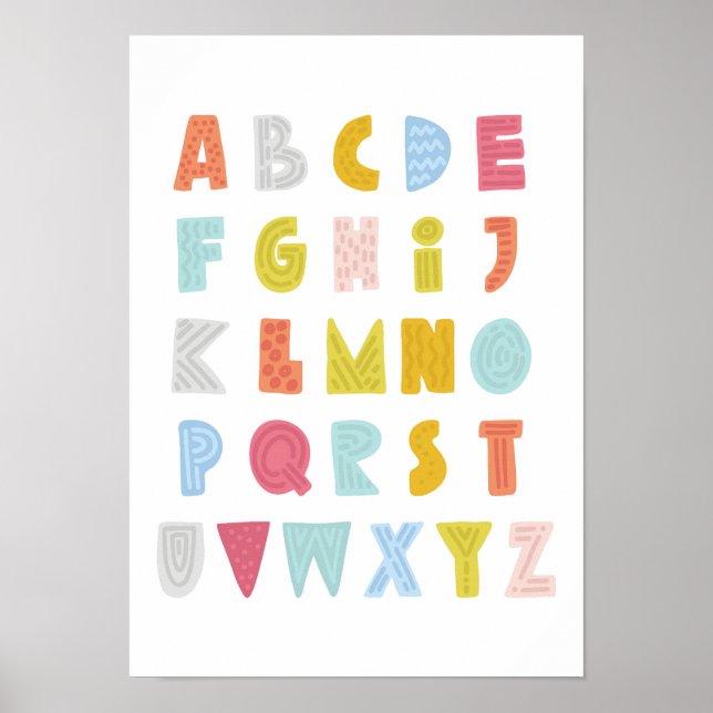 Farbenfrohe Quirky Alphabet Poster (Vorne)