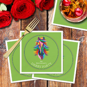 Farbenfrohe Racehorse Derby Party Green Serviette