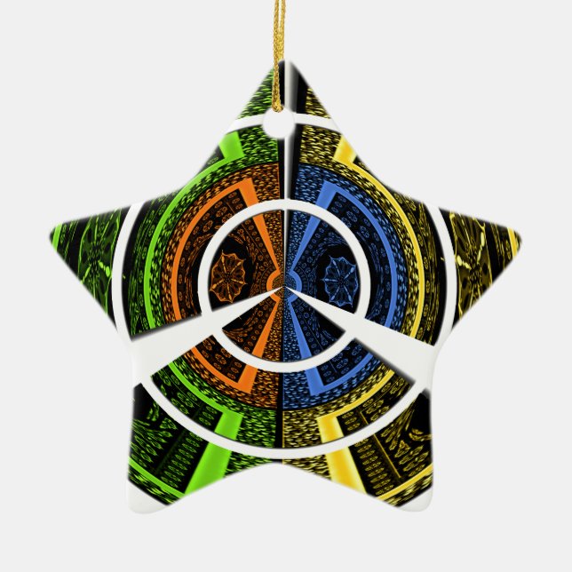 Farbenfrohe Radialkunst Print Keramikornament (Vorne)