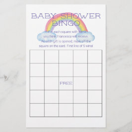 Farbenfrohe Rainbow Baby Dusche Bingo Game Card Flyer