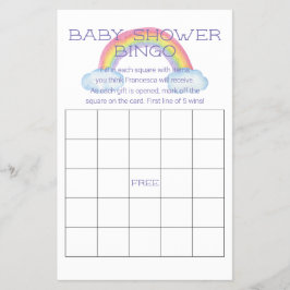 Farbenfrohe Rainbow Baby Dusche Bingo Game Card Flyer