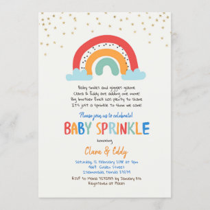 Farbenfrohe Rainbow Baby Sprinkle Einladung