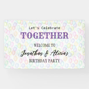 Farbenfrohe Rainbow-Ballon Gemeinsame Geburtstagsp Banner