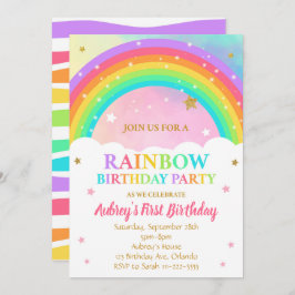 Farbenfrohe Rainbow Birthday Party Einladung