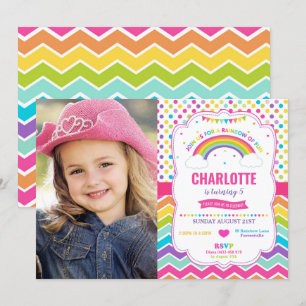 Farbenfrohe Rainbow Birthday Party Foto Einladung