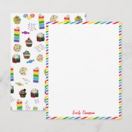 Farbenfrohe Rainbow Cake Desserts & Sprinkles Kind Mitteilungskarte