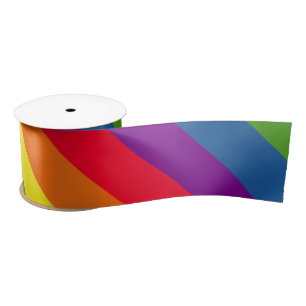 Farbenfrohe Rainbow Celebration Diagonal Streifen Satinband