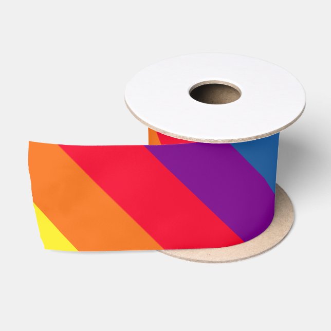 Farbenfrohe Rainbow Celebration Diagonal Streifen Satinband (Spule)