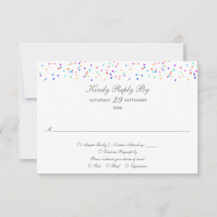 Farbenfrohe Rainbow Confetti Wedding RSVP Card