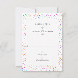 Farbenfrohe Rainbow Confetti Wedding RSVP Card Karte