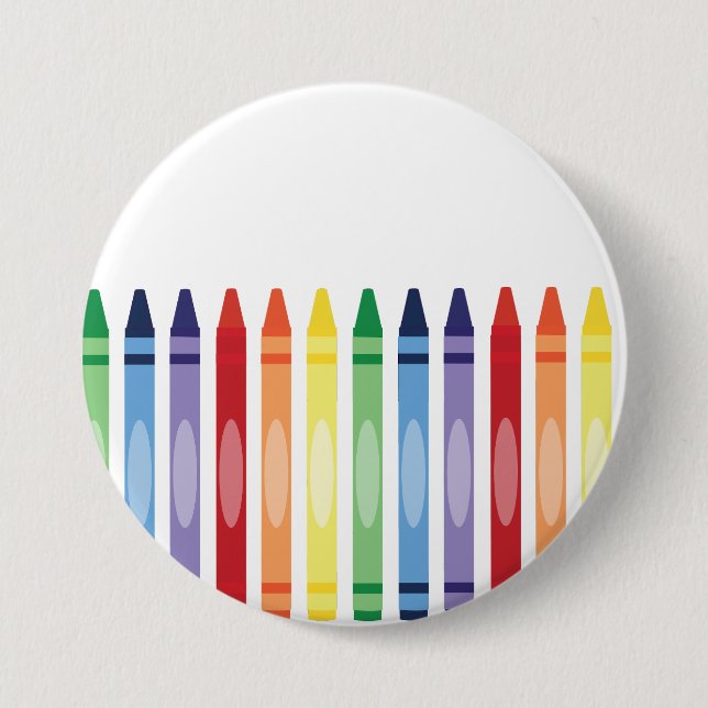 Farbenfrohe Rainbow Crayons Muster Button (Vorderseite)