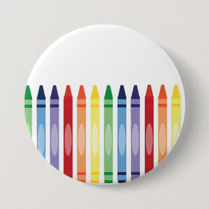 Farbenfrohe Rainbow Crayons Muster Button