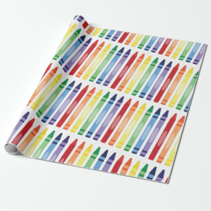 Farbenfrohe Rainbow Crayons Muster Geschenkpapier