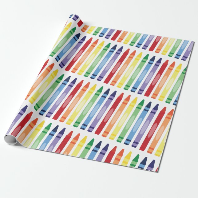 Farbenfrohe Rainbow Crayons Muster Geschenkpapier (Ungerollt)