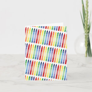 Farbenfrohe Rainbow Crayons Muster Karte