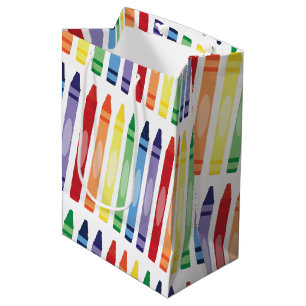 Farbenfrohe Rainbow Crayons Muster Mittlere Geschenktüte