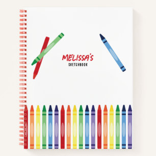 Farbenfrohe Rainbow Crayons Niedlich Monogram Sket Notizbuch