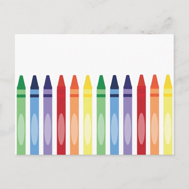 Farbenfrohe Rainbow Crayons Postkarte (Vorderseite)