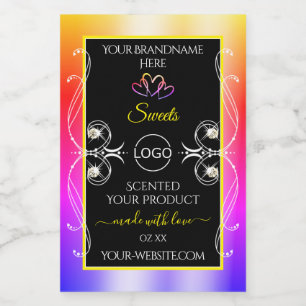 Farbenfrohe Rainbow-Dekorschmuck-Logo-Label und Sc Lebensmitteletikett