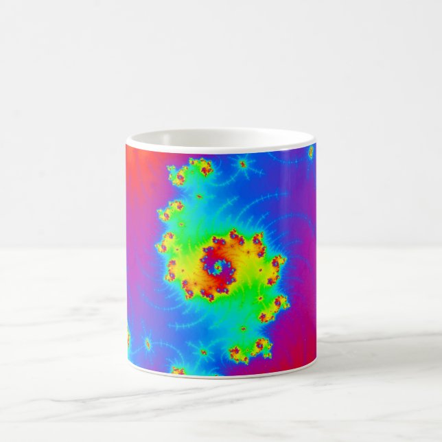 Farbenfrohe Rainbow Fraktal Art Kaffeetasse (Mittel)