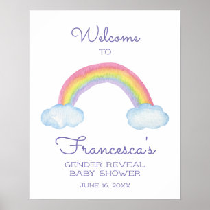 Farbenfrohe Rainbow Gender Reveal Baby Shower Will Poster
