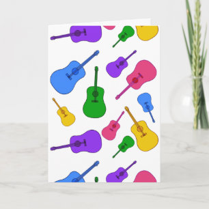 Farbenfrohe Rainbow Guitar Collage Lasst uns Jam C Karte