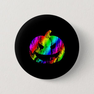 Farbenfrohe Rainbow Halloween Kürbislaterne Pumpki Button