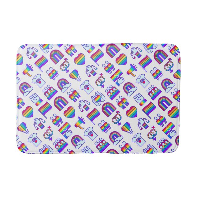 Farbenfrohe Rainbow Icon-Muster Badematte (Vorderseite)